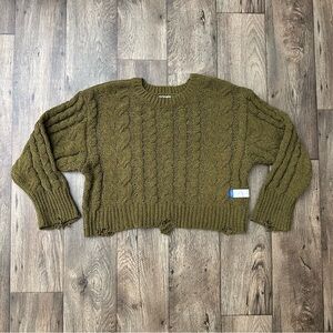 Arizona Juniors Womens Crew Neck Boho Sweater Size M Green